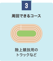 3 周回できるコース 陸上競技用のトラックなど