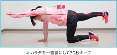 ▲カラダを一直線にして30秒キープ